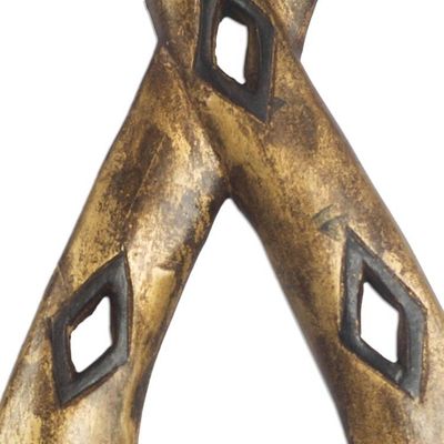 Alternate image for Crossed Sword Sese Wood Wall Sculpture from Ghana Ohene Sikai