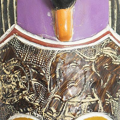 Alternate image for Handcrafted Sese Wood and Aluminum African Mask from Ghana Anabiah