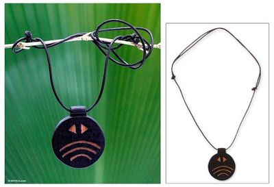 Alternate image for Mens Wood Pendant Necklace Onyame Aniwa