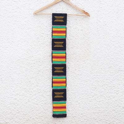 Alternate image for Multi-Colored Handwoven Cotton Blend Kente Cloth Scarf Ohemaa Beauty