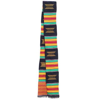Alternate image for Multi-Colored Handwoven Cotton Blend Kente Cloth Scarf Ohemaa Beauty