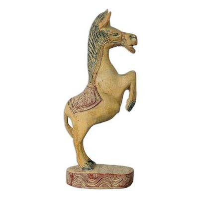 Alternate image for Hand Carved Sese Wood West Africa Wood Horse Statuette Rearing Stallion