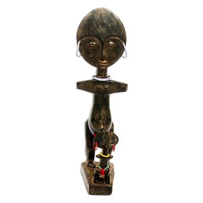 Alternate image for Rustic Sese Wood Fertility Doll Sculpture from Ghana Akuabas