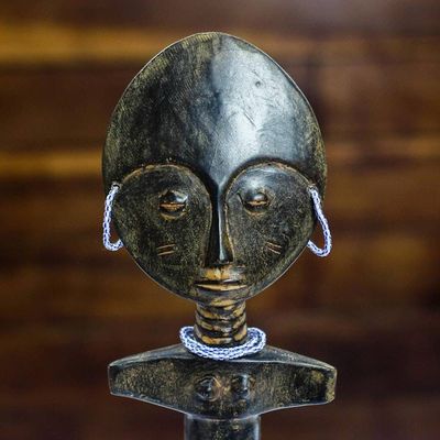 Alternate image for Rustic Sese Wood Fertility Doll Sculpture from Ghana Akuabas