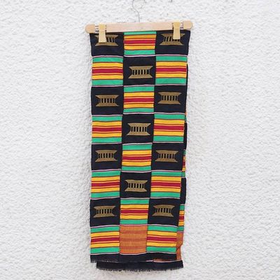 Primary image for Checkered Handwoven Ashanti Golden Throne Kente Shawl Royal Victory