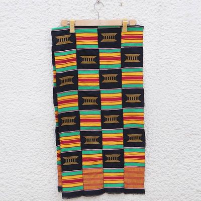 Alternate image for Handwoven Ashanti Throne Royal Kente Cotton Blend Shawl Royal Kente