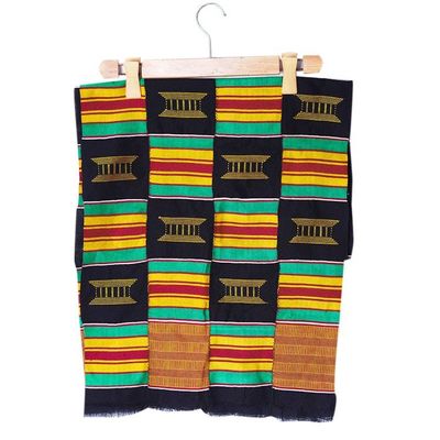 Alternate image for Handwoven Ashanti Throne Royal Kente Cotton Blend Shawl Royal Kente