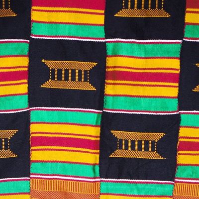 Alternate image for Handwoven Ashanti Throne Royal Kente Cotton Blend Shawl Royal Kente