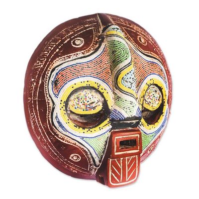 Alternate image for Eco-Friendly Recycled Glass Beaded Wood African Wall Mask Enye Rangi