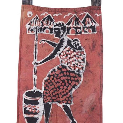Alternate image for African Batik 100 Cotton Brown Wall Hanging from Ghana A Grandmother