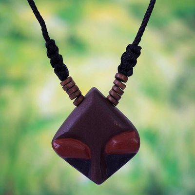 Alternate image for Mens wood pendant necklace Danjuma