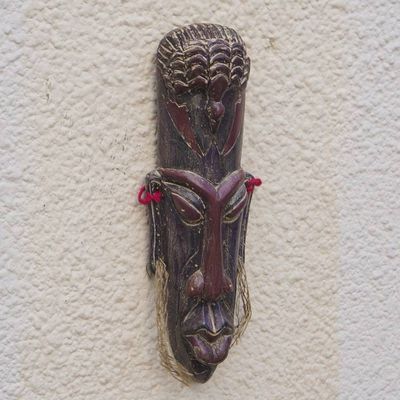 Alternate image for Handcrafted African Sese Wood Mask with Bird Motifs Bird Reincarnation