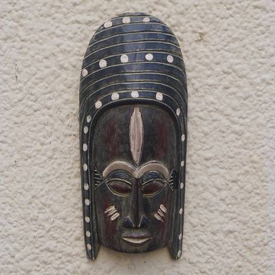 Alternate image for Handcrafted African Sese Wood Mask in a Dark Palette Ghana Generations