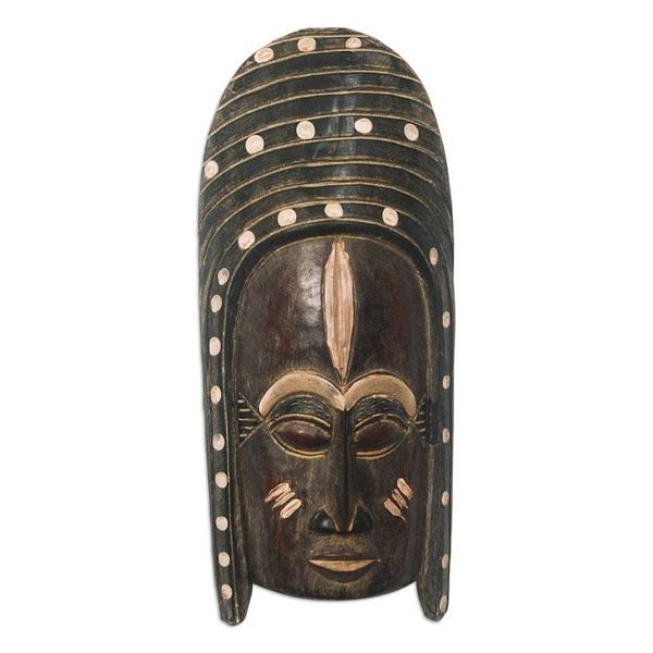 Alternate image for Handcrafted African Sese Wood Mask in a Dark Palette Ghana Generations