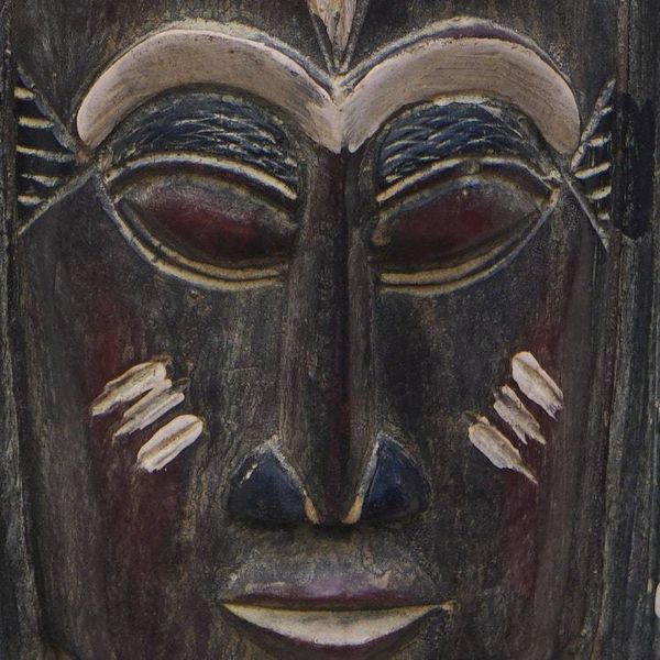 Alternate image for Handcrafted African Sese Wood Mask in a Dark Palette Ghana Generations
