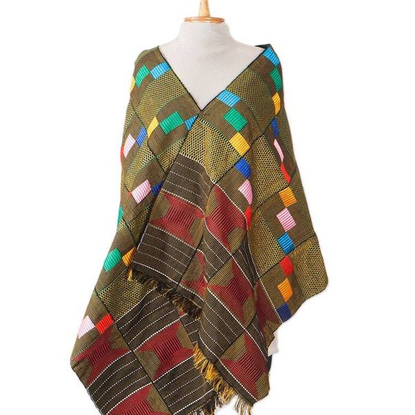 Alternate image for Cotton Kente Cloth Scarf Fishnet