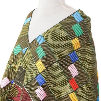Alternate image for Cotton Kente Cloth Scarf Fishnet