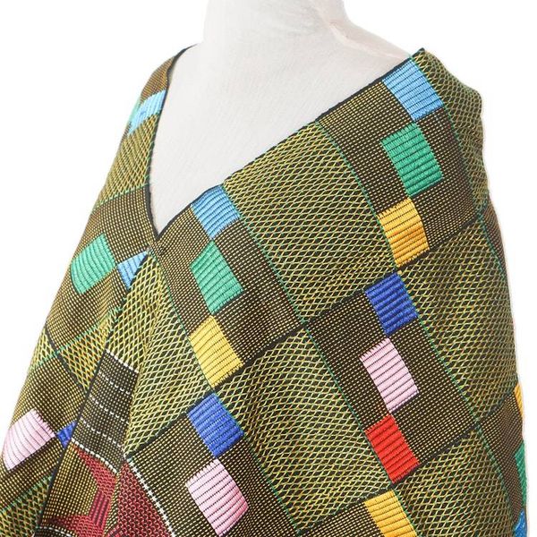 Alternate image for Cotton Kente Cloth Scarf Fishnet