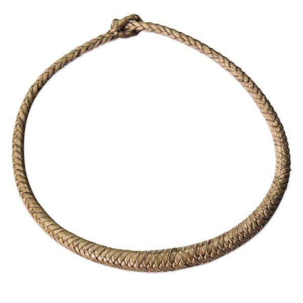 Alternate image for Braided Leather Necklace in Ecru from Ghana Mpusia in Ecru