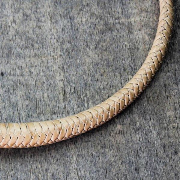 Alternate image for Braided Leather Necklace in Ecru from Ghana Mpusia in Ecru