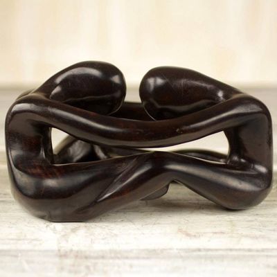Primary image for Hand Carved Wood Sculpture of Couple from Ghana Thinking Lovers