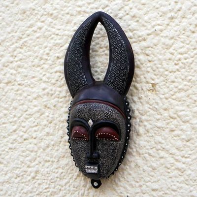 Alternate image for Horned Sese Wood Mask from Ghana Horned Guro