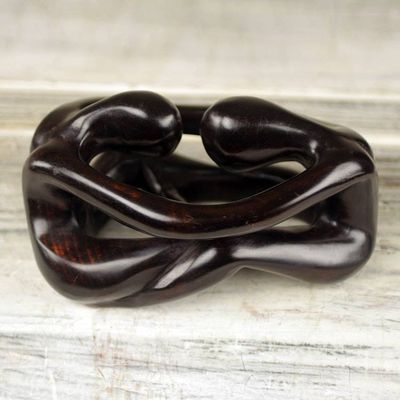 Alternate image for Hand Carved Wood Sculpture of Couple from Ghana Thinking Lovers