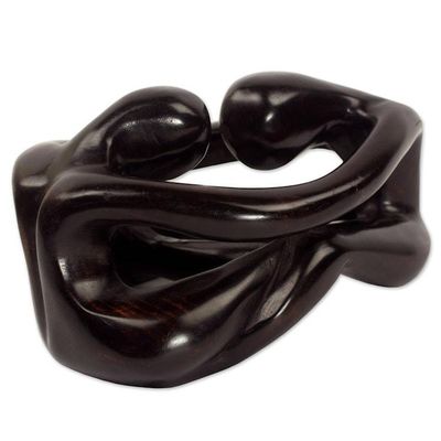 Alternate image for Hand Carved Wood Sculpture of Couple from Ghana Thinking Lovers