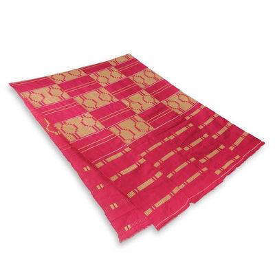 Alternate image for Hand Woven Pink and Ivory Kente Scarf 22 Inch Width Princess