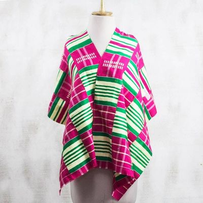 Alternate image for Rayon and Cotton Blend Kente Shawl in Cerise 19 in. Kente Desire