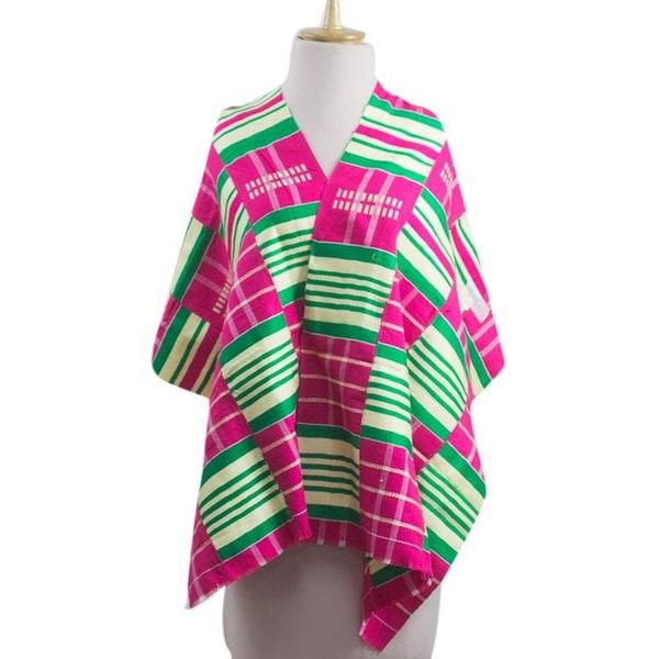 Alternate image for Rayon and Cotton Blend Kente Shawl in Cerise 19 in. Kente Desire