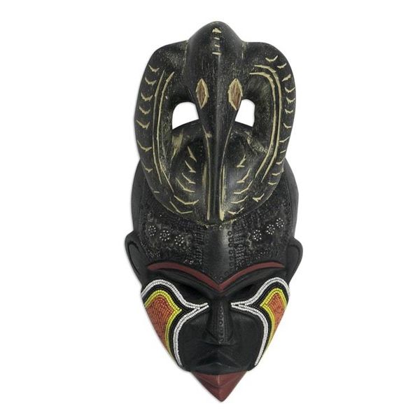 Alternate image for Sese Wood Wall Mask with Aluminum Plating Flying Eagle