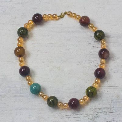 Alternate image for Multi-Color Recycled Glass Beaded Festive Necklace Sweet Festivity
