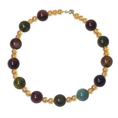 Alternate image for Multi-Color Recycled Glass Beaded Festive Necklace Sweet Festivity
