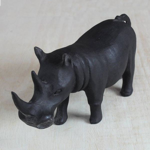 Alternate image for Handcrafted Wood Sculpture Black Rhino