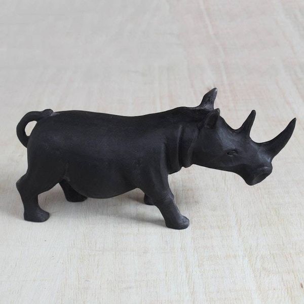 Alternate image for Handcrafted Wood Sculpture Black Rhino
