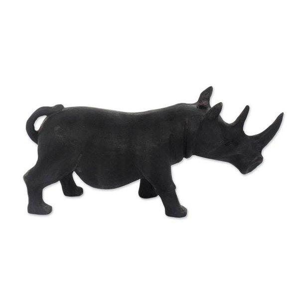 Alternate image for Handcrafted Wood Sculpture Black Rhino