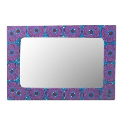 Alternate image for Cotton and Sese Wood Mirror in Violet and Indigo from Ghana Violet Destiny