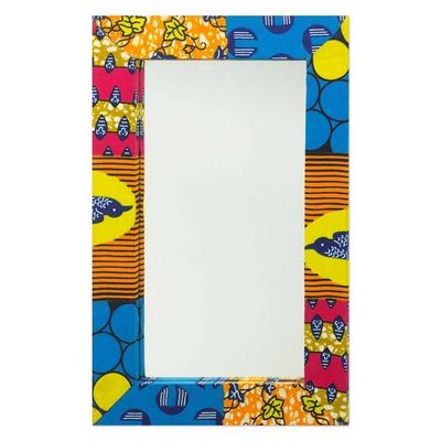 Alternate image for Wall Mirror with Brightly Printed Fabric Frame from Ghana Asasaawa