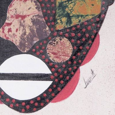 Alternate image for African Mask Batik Cotton Collage from West Africa Sunrise Mask