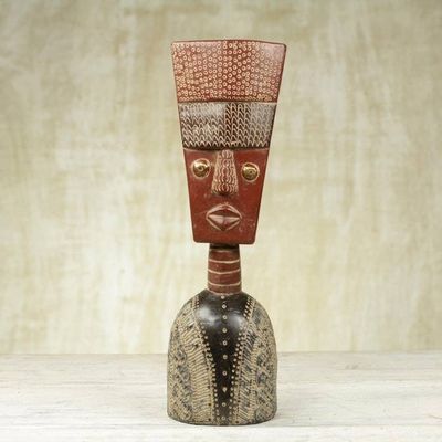 Alternate image for Hand Crafted Ghanaian Sese Wood Mask Sculpture Fortune Mask