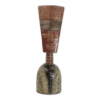 Alternate image for Hand Crafted Ghanaian Sese Wood Mask Sculpture Fortune Mask