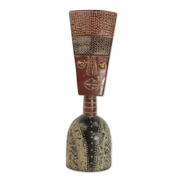 Alternate image for Hand Crafted Ghanaian Sese Wood Mask Sculpture Fortune Mask