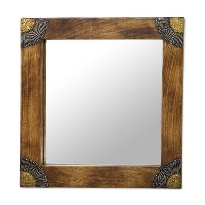 Alternate image for Sese Wood Aluminum and Brass Square Wall Mirror 13 In Charming Image