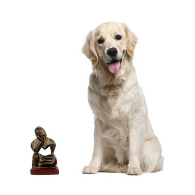 Alternate image for Vintage Style Ghanaian Wood Sculpture Thinking Man