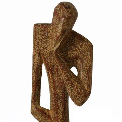 Alternate image for Hand Made Thought and Meditation Wood Sculpture Introspection
