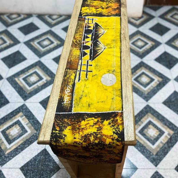 Alternate image for Village Themed Batik Cotton Table Runner from Ghana Aklowa I
