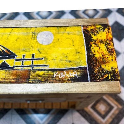 Alternate image for Village Themed Batik Cotton Table Runner from Ghana Aklowa I