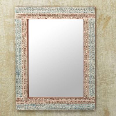 Alternate image for Distressed Sese Wood Wall Mirror by Ghanaian Artisans Local Treasure