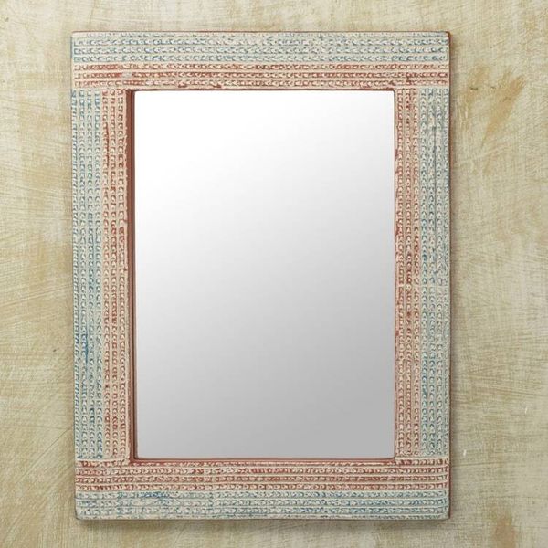 Alternate image for Distressed Sese Wood Wall Mirror by Ghanaian Artisans Local Treasure
